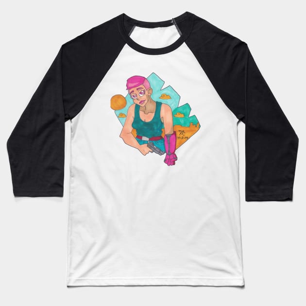 Apocalypse Girl Baseball T-Shirt by The Beautiful Egg